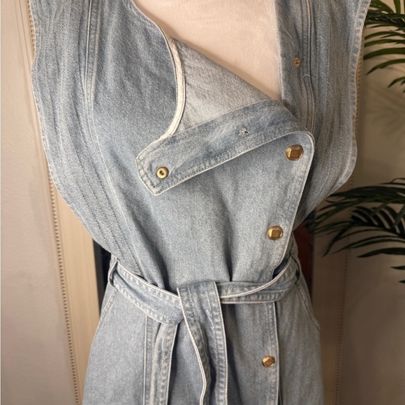 Zara Light Blue Denim Mini Dress with Gold Buttons - Picture 9 of 11